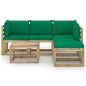 6-tlg. Garten-Lounge-Set mit Grünen Kissen 6-tlg. Garten-Lounge-Set mit Grünen Kissen