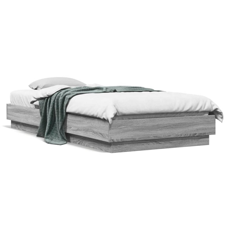 vidaXL Bettgestell LED Grau Sonoma-Eiche 100x200 cm vidaXL Bettgestell LED Grau Sonoma-Eiche 100x200 cm