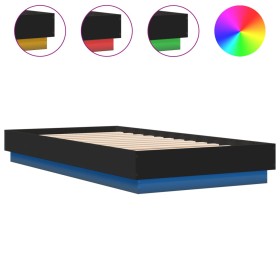vidaXL Bettgestell mit LED Schwarz 90x190 cm