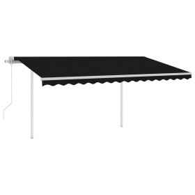 vidaXL Markise Automatisch Einziehbar mit Pfosten 4x3,5 m Anthrazit