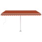 vidaXL Markise Manuell Einziehbar mit LED 400x300 cm Orange Braun vidaXL Markise Manuell Einziehbar mit LED 400x300 cm Orange Braun