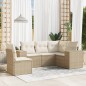 vidaXL 5-tlg. Garten-Sofagarnitur mit Kissen Beige Poly Rattan vidaXL 5-tlg. Garten-Sofagarnitur mit Kissen Beige Poly Rattan
