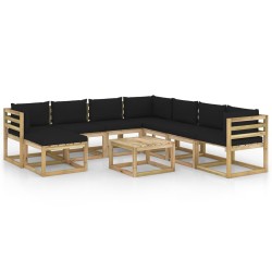 9-tlg. Garten-Lounge-Set mit Kissen Imprägniertes Kiefernholz