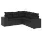 vidaXL 5-tlg. Garten-Sofagarnitur mit Kissen Schwarz Poly Rattan vidaXL 5-tlg. Garten-Sofagarnitur mit Kissen Schwarz Poly Rattan