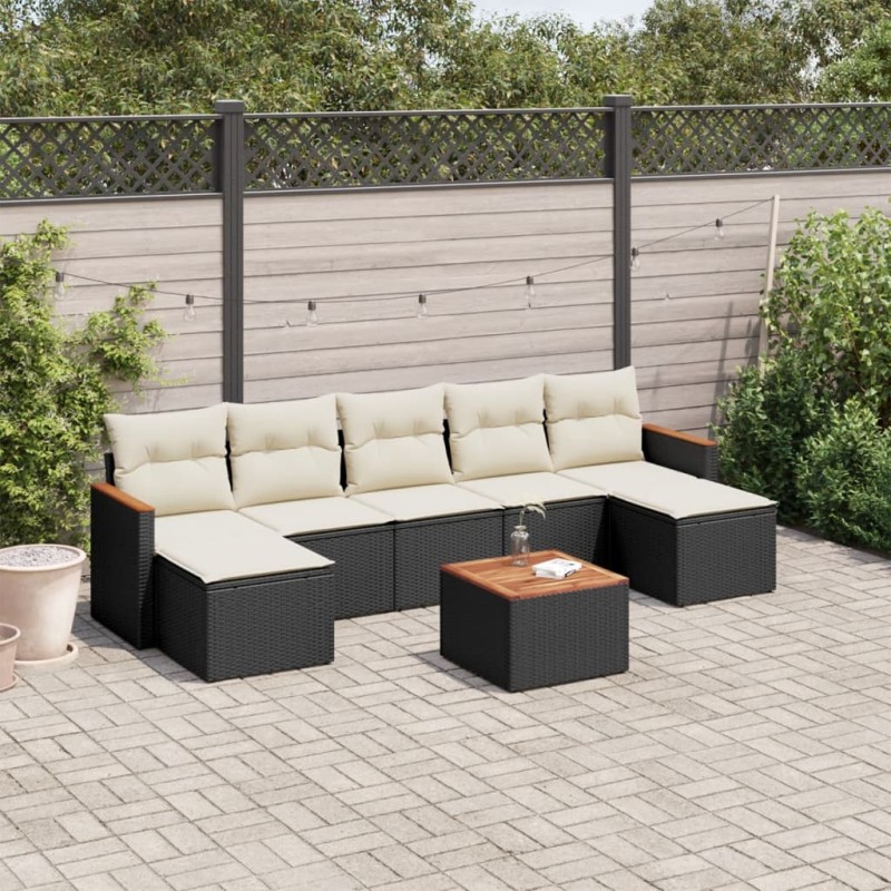 vidaXL 8-tlg. Garten-Sofagarnitur mit Kissen Schwarz Poly Rattan vidaXL 8-tlg. Garten-Sofagarnitur mit Kissen Schwarz Poly Rattan
