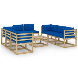 9-tlg. Garten-Lounge-Set mit Kissen Imprägniertes Kiefernholz