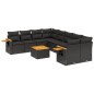vidaXL 9-tlg. Garten-Sofagarnitur mit Kissen Schwarz Poly Rattan vidaXL 9-tlg. Garten-Sofagarnitur mit Kissen Schwarz Poly Rattan