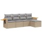 vidaXL 5-tlg. Garten-Sofagarnitur mit Kissen Beige Poly Rattan vidaXL 5-tlg. Garten-Sofagarnitur mit Kissen Beige Poly Rattan