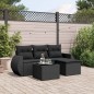 vidaXL 5-tlg. Garten-Sofagarnitur mit Kissen Schwarz Poly Rattan vidaXL 5-tlg. Garten-Sofagarnitur mit Kissen Schwarz Poly Rattan