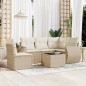 vidaXL 6-tlg. Garten-Sofagarnitur mit Kissen Beige Poly Rattan vidaXL 6-tlg. Garten-Sofagarnitur mit Kissen Beige Poly Rattan