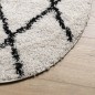vidaXL Teppich Shaggy Hochflor Modern Creme und Schwarz Ø 160 cm vidaXL Teppich Shaggy Hochflor Modern Creme und Schwarz Ø 160 cm