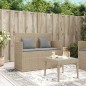 vidaXL Gartenbank mit Kissen Beige Poly Rattan vidaXL Gartenbank mit Kissen Beige Poly Rattan