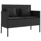 vidaXL Gartenbank mit Kissen Schwarz Poly Rattan vidaXL Gartenbank mit Kissen Schwarz Poly Rattan