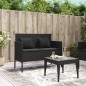 vidaXL Gartenbank mit Kissen Schwarz Poly Rattan vidaXL Gartenbank mit Kissen Schwarz Poly Rattan