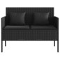 vidaXL Gartenbank mit Kissen Schwarz Poly Rattan vidaXL Gartenbank mit Kissen Schwarz Poly Rattan