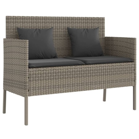 vidaXL Gartenbank mit Kissen Grau Poly Rattan