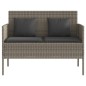 vidaXL Gartenbank mit Kissen Grau Poly Rattan vidaXL Gartenbank mit Kissen Grau Poly Rattan