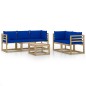 6-tlg. Garten-Lounge-Set mit Blauen Kissen 6-tlg. Garten-Lounge-Set mit Blauen Kissen
