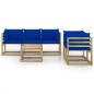 6-tlg. Garten-Lounge-Set mit Blauen Kissen 6-tlg. Garten-Lounge-Set mit Blauen Kissen