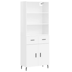 Highboard Hochglanz-Weiß 69,5x34x180 cm Holzwerkstoff