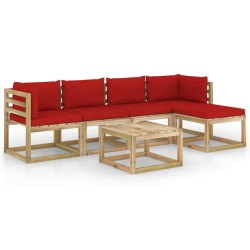 vidaXL 6-tlg. Garten-Lounge-Set mit Kissen Kiefernholz Imprägniert