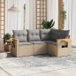 vidaXL 4-tlg. Garten-Sofagarnitur mit Kissen Beige Poly Rattan vidaXL 4-tlg. Garten-Sofagarnitur mit Kissen Beige Poly Rattan