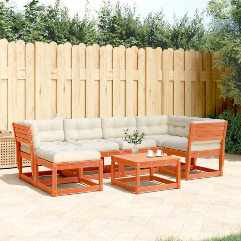 vidaXL 6-tlg. Garten-Sofagarnitur mit Kissen Wachsbraun Kiefernholz vidaXL 6-tlg. Garten-Sofagarnitur mit Kissen Wachsbraun Kiefernholz