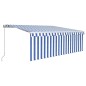 vidaXL Markise Manuell Einziehbar mit Rollo & LED 4x3 m Blau & Weiß vidaXL Markise Manuell Einziehbar mit Rollo & LED 4x3 m Blau & Weiß