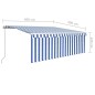 vidaXL Markise Manuell Einziehbar mit Rollo & LED 4x3 m Blau & Weiß vidaXL Markise Manuell Einziehbar mit Rollo & LED 4x3 m Blau & Weiß