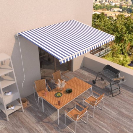 vidaXL Markise Automatisch Einziehbar 400x350 cm Blau und Weiß