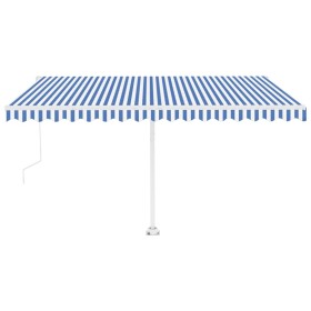vidaXL Standmarkise Automatisch 450x350 cm Blau/Weiß