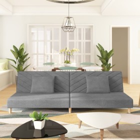 vidaXL Schlafsofa 2-Sitzer mit 2 Kissen Hellgrau Stoff