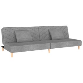 vidaXL Schlafsofa 2-Sitzer mit 2 Kissen Hellgrau Stoff