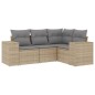 vidaXL 4-tlg. Garten-Sofagarnitur mit Kissen Beige Poly Rattan vidaXL 4-tlg. Garten-Sofagarnitur mit Kissen Beige Poly Rattan
