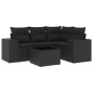 vidaXL 5-tlg. Garten-Sofagarnitur mit Kissen Schwarz Poly Rattan vidaXL 5-tlg. Garten-Sofagarnitur mit Kissen Schwarz Poly Rattan