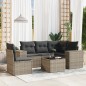 vidaXL 6-tlg. Garten-Sofagarnitur mit Kissen Grau Poly Rattan vidaXL 6-tlg. Garten-Sofagarnitur mit Kissen Grau Poly Rattan