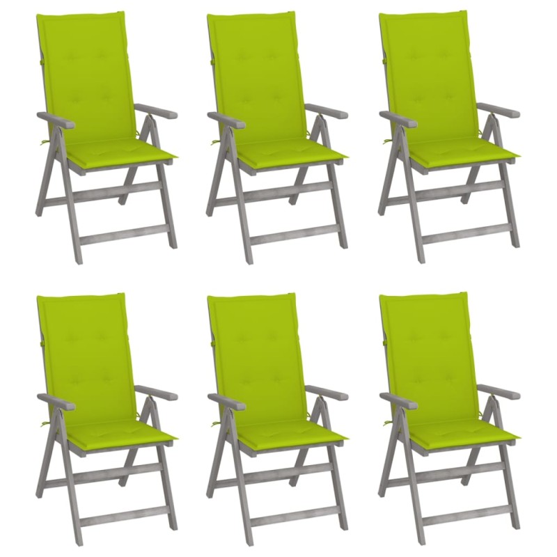 Verstellbare Gartenstühle 6 Stk. mit Auflagen Massivholz Akazie Verstellbare Gartenstühle 6 Stk. mit Auflagen Massivholz Akazie
