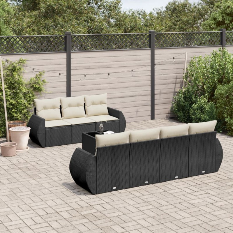 vidaXL 8-tlg. Garten-Sofagarnitur mit Kissen Schwarz Poly Rattan vidaXL 8-tlg. Garten-Sofagarnitur mit Kissen Schwarz Poly Rattan