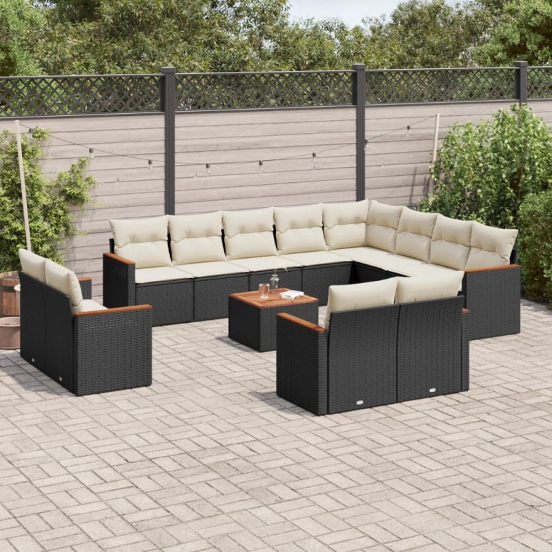vidaXL 13-tlg. Garten-Sofagarnitur mit Kissen Schwarz Poly Rattan vidaXL 13-tlg. Garten-Sofagarnitur mit Kissen Schwarz Poly Rattan