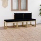 3-tlg. Garten-Lounge-Set mit Schwarzen Kissen 3-tlg. Garten-Lounge-Set mit Schwarzen Kissen