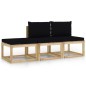 3-tlg. Garten-Lounge-Set mit Schwarzen Kissen 3-tlg. Garten-Lounge-Set mit Schwarzen Kissen