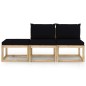 3-tlg. Garten-Lounge-Set mit Schwarzen Kissen 3-tlg. Garten-Lounge-Set mit Schwarzen Kissen