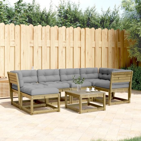 vidaXL 6-tlg. Garten-Sofagarnitur mit Kissen Kiefernholz Imprägniert