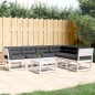 vidaXL 6-tlg. Garten-Sofagarnitur mit Kissen Weiß Massivholz Kiefer vidaXL 6-tlg. Garten-Sofagarnitur mit Kissen Weiß Massivholz Kiefer