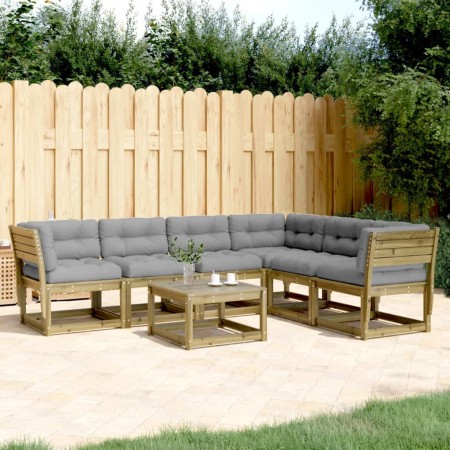 vidaXL 6-tlg. Garten-Sofagarnitur mit Kissen Kiefernholz Imprägniert