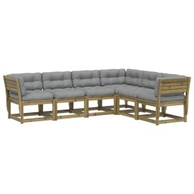 vidaXL 6-tlg. Garten-Sofagarnitur mit Kissen Kiefernholz Imprägniert