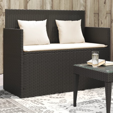 vidaXL Gartenbank mit Kissen Schwarz Poly Rattan