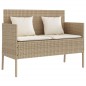 vidaXL Gartenbank mit Kissen Beige Poly Rattan vidaXL Gartenbank mit Kissen Beige Poly Rattan