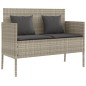 vidaXL Gartenbank mit Kissen Hellgrau Poly Rattan vidaXL Gartenbank mit Kissen Hellgrau Poly Rattan