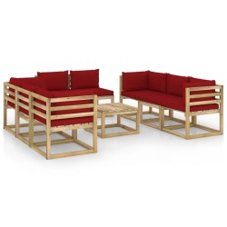 9-tlg. Garten-Lounge-Set mit Kissen Imprägniertes Kiefernholz